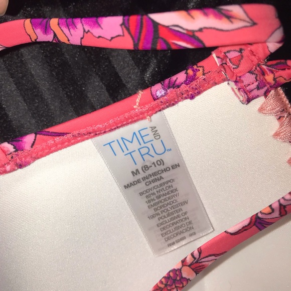 T&T Storybook Romance Coral Pink Floral Print 2 Piece Bikini Swimsuit - Picture 15 of 16